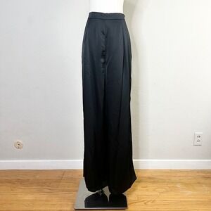 Lulus Black Satin Wide Leg Palazzo Pants High Rise Size Large